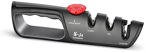 Cangshan 1026108 3-Stage Adjustable 14-24 Degree Professional Knife + Scissor Sharpener Black