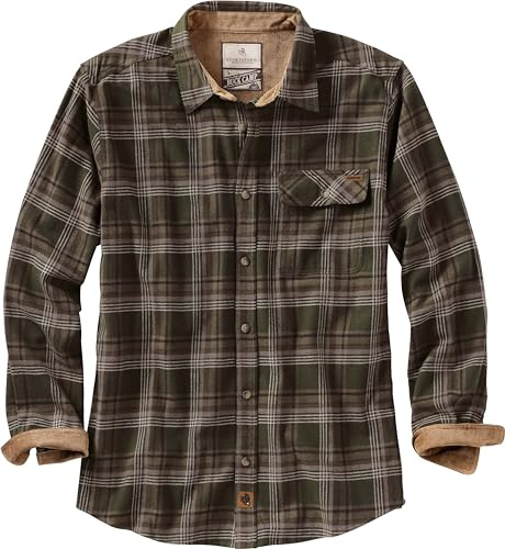 Legendary Whitetails Mens Buck Camp Flannel Button Down Shirt, Forest Plaid, L EU