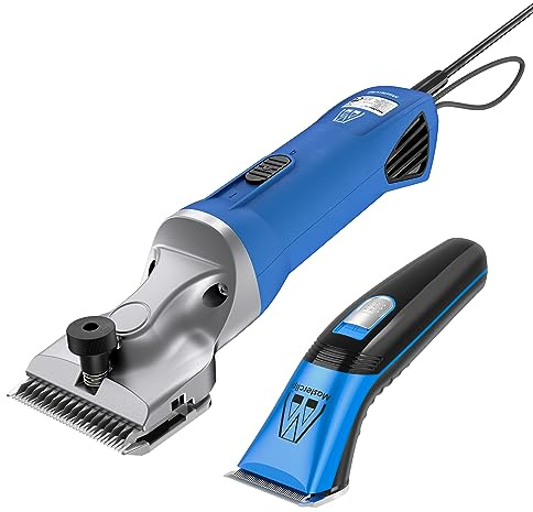 Masterclip Horse Clipping Combo – Mains Powered Heavy Duty Hunter Clipper and Cordless Showmate Mark II Trimmer - (Blue Hunter & Blue Showmate)