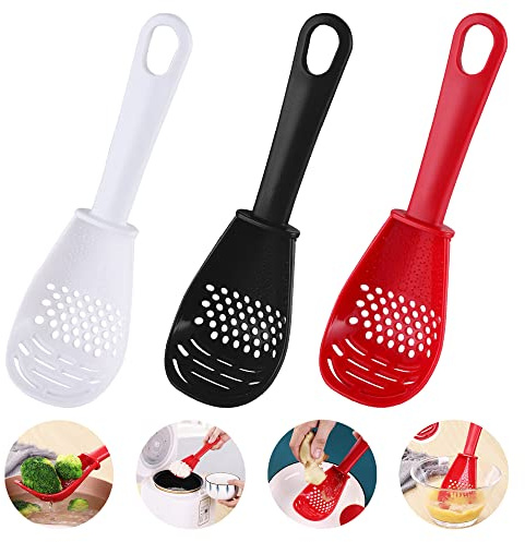 3 Pack Multifunctional Kitchen Cooking Spoon, Muulaii 6 in1 Kitchen Gadgets Strainers for Egg Yolk Separator- Grater Masher- Colander Skimmer Scoop