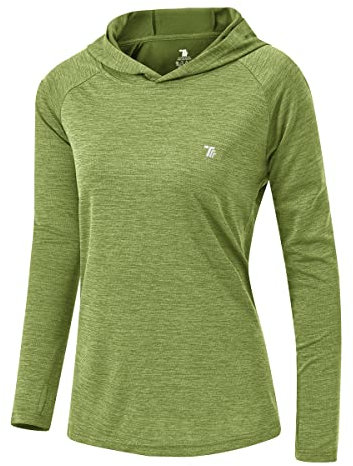 donhobo Damen UPF 50+ Sonnenschutz Hoodie Shirt Leichtgewicht Langarm Angeln Wandern Outdoor Sports Shirt (Frucht grün, L)
