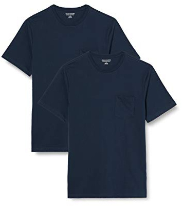 Amazon Essentials Camiseta de manga corta con bolsillo, cuello redondo y corte ajustado Hombre, Pack de 2