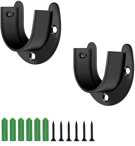 MYLERCT 2 Piezas Negro Soporte de Barra Armario Acero Inoxidable- 38 mm Soportes Ajustable para Barra de Armario, se Puede Utilizar para Soporte de Armario/Barra de Cortina/Barra de Ropa