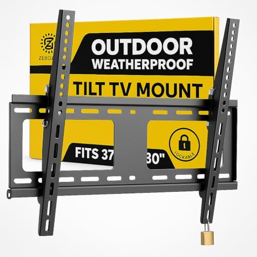 ZeboZap ZZTVT8064 Outdoor TVmount Weatherproof Holds Upto 80 Inch TV on Vinyl Siding, Stucco, Brick & Stone | Holds 154lbs