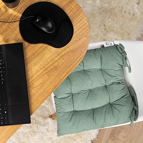 Paco Home Sitzkissen mit Befestigungsbänder 40x40 Stuhl Bürostuhl Kissen Stuhlkissen Innen Indoor versch. Farben 2er Set