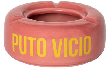 FISURA - Posacenere rosa con messaggio p*to vicio. Originale posacenere con frase divertente. Realizzato in ceramica. Misure: 10 x 10 x 4 centimetri