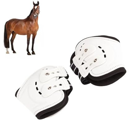 Mokernali Streichkappen Pferd Hinten, Streichkappen für Pferde, Atmungsaktive, Stoßfester, Sprunggelenkschutz Für Pferde aus PU, Neopren, Atmungsaktiver Sprunggelenkschutz für Pferdehinterbeine(L)