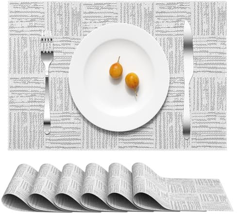 Dyaucwpo 6 Stück Tischsets Abwaschbar, Platzsets Abwischbar 44x30cm, Tischuntersetzer Rutschfest, Rutschfeste Platzdeckchen, Placemats Abgrifffeste Hitzebeständig, für Hause Küche Restaurant und Hotel