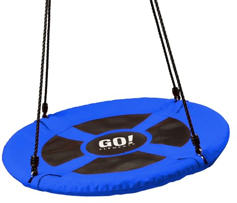 GO!elements Columpio Circular Nido | Jardín Redondo Ajustable en Altura para Niños y Adultos | Capacidad de Carga 150 kg, ø 80 cm, Color: Azul