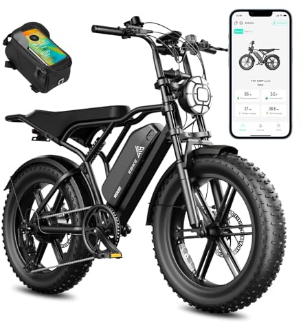 TST Electric Bike for Adults, 1500W Peak Brushless Motor 60 Miles Fat Tire E Bike with 48V 15Ah Removable Battery 20 Electric Bike Dual Suspension and Cycling Bag UL 2849 Certified