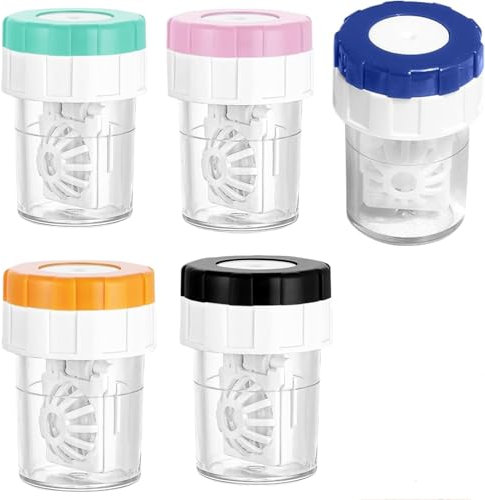 LiJuanWang Étui pour Lentilles De Contact,5 pièces Nettoyage de Lentilles de Contact à Rotation Manuelle,Nettoyeur de lentilles de Contact Portable,pour Un Usage Quotidien