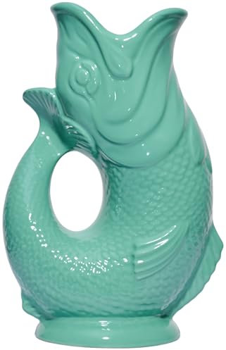 The Original Gluggle Jug – Caraffa per glug verde mare, 22 cm 0,6 l, caraffa decorativa a forma di pesce – caraffa decorativa per acqua, cocktail, vino e gin – realizzata a mano in Gran Bretagna