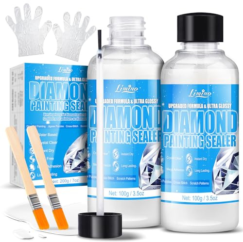 Diamond Painting Sealer - 2pcs Diamond Art Glue Sealer with Precision Applicator, 5D Diamond Art Adhesive for Shine Enhance and Permanent Hold, Applicable to Jigsaw Puzzles, Diamond Coasters (100g*2)