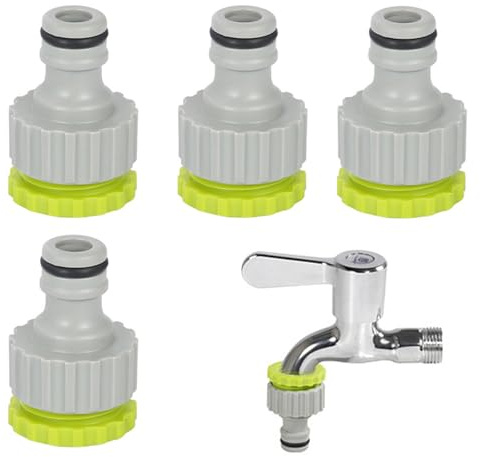 HAFRILY 4Pcs Gardena Hahnverbinder 1/2 Zoll auf 3/4 Zoll Garten Hahnverbinder 2-in-1 Gardena Wasserhahn Adapter Schlauch Kupplung für Verbinder Wasserschlauch Schlauchanschluss Wasserhahn