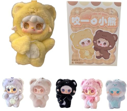 KILA MILA Yooki Plush Kechain Blind Box,take A Bit Small Bear Series Plush Keyring Backpack Pendant Mystery Box Gift