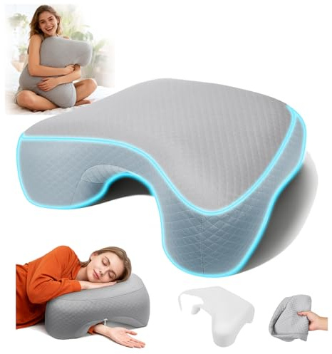 Cuscino per chi dorme sul fianco con giromanica, cuscino ergonomico per collo e spalle, cuscino in memory foam, adatto per dormienti laterali, schiena e addominali per molte posizioni di sonno