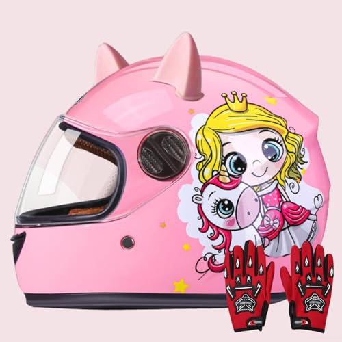 Casco Integral De Moto Para Niños, Homologado Según La Norma ECE 22.06, Con Visera Y Bufanda Extraíble, Para Niños Y Niñas De 3 A 13 Años. 2,48-55CM