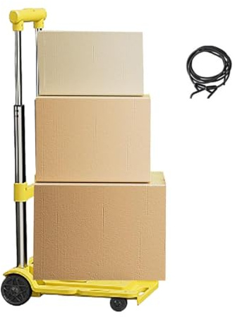 Hopfällbar säckkärra – hopfälld, 43 x 23 cm, 1 500 G (100 kg last), transportvagn med rem | bärbar bagagevagn, robust universalkärra, matkorgtransportör för ris