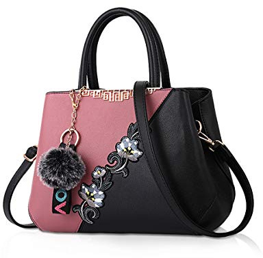 NICOLE & DORIS Borse da donna alla moda borse a tracolla per signore Borsa a mano Borse a Spalla modello fiore cuciture Rosa