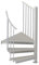 Spindeltreppe, Wendeltreppe, Außentreppe Scarvo S, feuerverzinkt, Geschosshöhe: 72-92 cm, Stufenbelag: Stahl Streckgitter, Aluminium Verbindungselemente, Stahltreppe