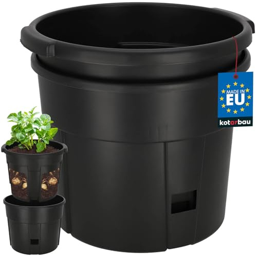 KOTARBAU® Pot de fleurs pour pommes de terre - Diamètre : 30 cm - En plastique - Noir