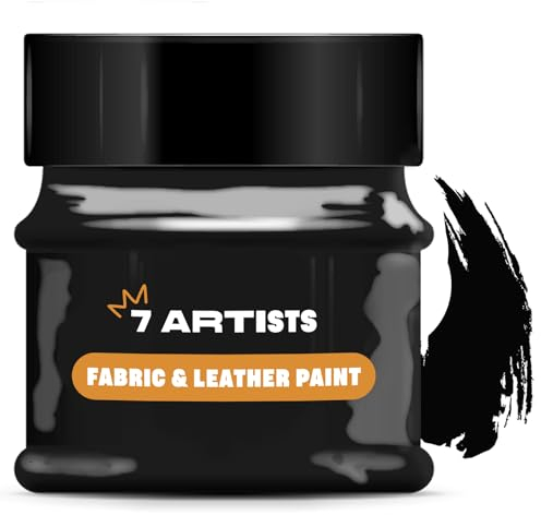 7 Artists Stoffmalfarbe, Lederfarbe 50ml Schwarz | Stoffmalfarben Waschfest | Textilfarbe für Kleidung, Schuhe, Jeans, Taschen | Stofffarben Waschfest | Stofffarbe | Textilfarben Waschmaschinenfest