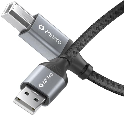 Sonero® USB 2.0 Kabel, Verbindungskabel, Druckerkabel, A-Stecker auf B-Stecker, 480 MB/s, space grey/schwarz, 5,00m