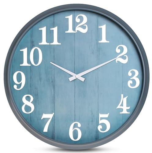 eYotto 18inch Gartenuhr für den Außenbereich, wasserdicht, 46 cm leise übergroße Wanduhr, batteriebetrieben, für Terrasse, Pool, Wohnzimmer, Büro, dekorativ (modern)