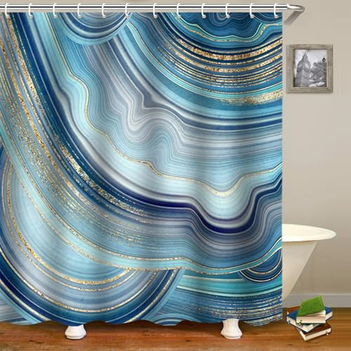 FAIRYGATE Shower Curtains for Bathroom Blue Shower Curtain Garden Outdoor Waterproof Polyester Fabric Midew Resistant Washable Bath Curtain With Anti Rust Grommets Plastic Curtain Rings B9020