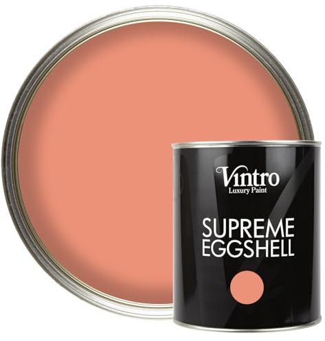 Vintro Paint | Terracotta Eggshell Paint | For Walls & Wood | Satin Furniture Paint | Interior & Exterior Use. 1 Litre (Porto Terracotta)