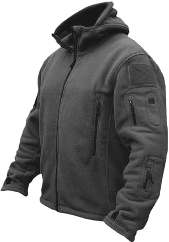 Générique Homme Militaire Résistant au Vent Veste Polaire Chaud avec Capuche pour des Sports Manteau Militaire Veste d'automne Le Travail et Le Loisir (01 Gris, XL)