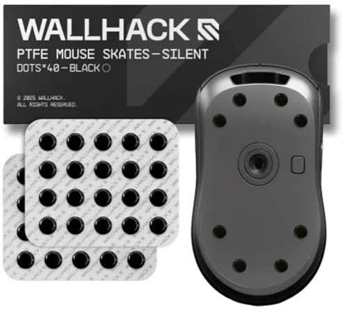 Patins Wallhack PTFE Dot Silencieux |Patins universels gaming pour souris | Glisse ultra-fluide sur tapis tissu & verre | Contrôle et vitesse personnalisables | Application rapide & simple |Noir 7x7mm