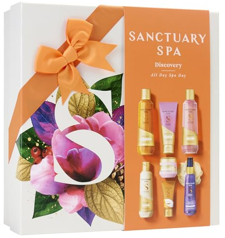 Sanctuary Spa All Day Spa Day Gift Set, Pampering Bath & Body Collection with Body Wash, Scrub, Lotion & More, Mother's Day, Self-Care Kit for Her