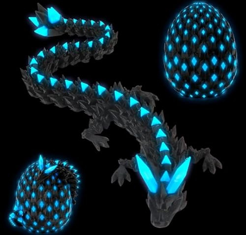 Huevo de dragón impreso en 3D con dragón, juguete de dragón con ojos, juguete creativo y decoración, adultos niños dragón huevo 3D decoración escritorio juguetes regalos
