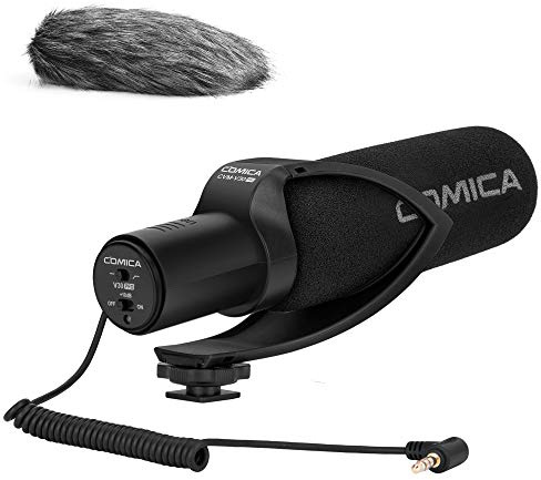 COMICA CVM-V30PRO Shotgun Microphone, Professional Super Cardioid Video Mic with Shock Mount, Camera Microphone Kit for Smartphone/DSLR Camera/Camcorder, Perfect for Interview, Video Shooting, Vlog
