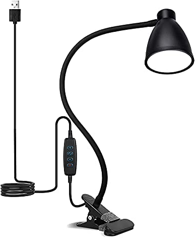 Semlos LED Clip-on-Licht, USB-Schreibtischleuchte, Leselampe für Schlafzimmer-Tisch, 3 Farbmodi, 10 Dimmhelligkeitsstufen, Schreibtischlampen, verstellbarer Schwanenhals, automatische Abschaltung