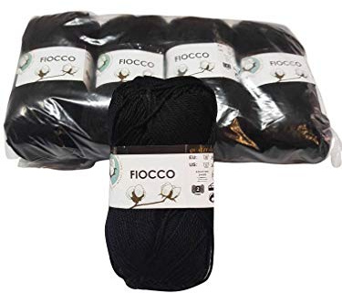 filati tre sfere Tresfere Cotone per Maglieria Fiocco Pacco 250g, (Nero) Colore 7555