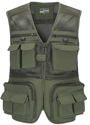 OlyljpinZ Uomo Gilet da Pesca All'aperto Multitasche Traspirante Asciugatura Rapida Giacca Senza Maniche Casual Leggera Panciotto in Rete Reporter Caccia Fotografi Giacche Gilet
