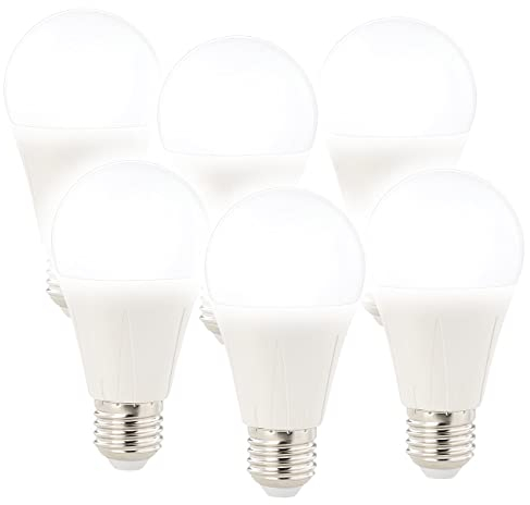 Luminea Tageslicht Glühbirne E27: 6er-Set LED-Lampe E27, Klasse E, 9 W, tageslichtweiß 6400K (Tageslicht Leuchtmittel, LED Birne, Wonzimmerleuchten)
