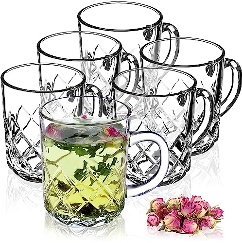 KADAX Tazas de Cristal 230ml, Vasos de Vidrio Transparente con Asa para Café, Té, Capuchino y Bebidas Calientes, Aptos para Lavavajillas (Juego de 6)