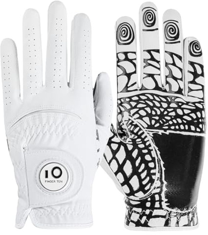 FINGER TEN Golf Gloves Men Left or Right Hand Extra Grip (L, Left)