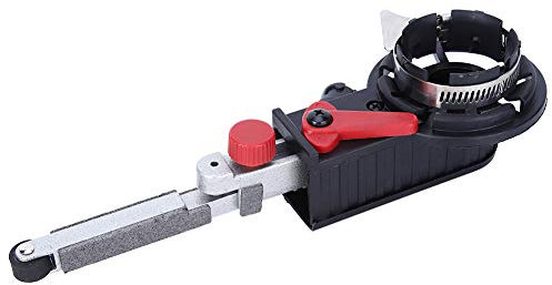 Lijadora de banda Accesorios para amoladora angular Máquina lijadora lijadora negra de aleación de aluminio - 3 brazos de trabajo, 1 cabezal de banda lijadora, 3 bandas lijadoras, etc.