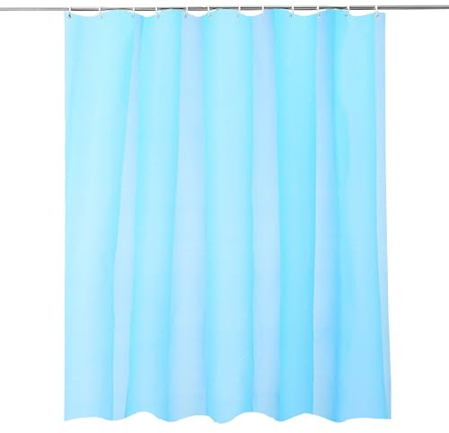 WedDecor Shower Curtains Mould Proof Resistant, Waterproof PEVA Shower Curtain Heavy Duty Bathroom Curtains, With 12 White Plastic Hooks, 180cm x 180cm, Blue