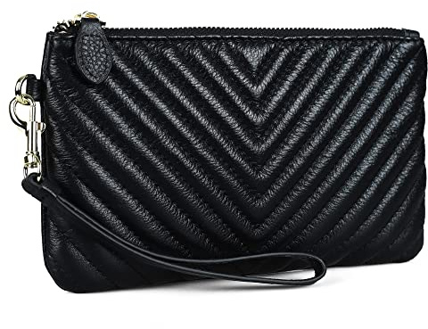 befen Women's Leather Wristlet Clutch Cell Phone Purse Wallet Lambskin Quilted Ladies Crossbody Handbags with Wrist Strap & Shoulder Strap | Leather