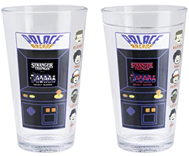 Stranger Things Verre changeant de couleur Officiellement licencié, Gobelet rétro avec figurines, Cadeau pour fans de films d'horreur