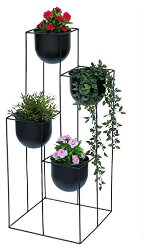 DanDiBo Blomtrappa med krukor metall svart 90 cm växttrappa blomstativ 210015 blompelare modernt växtstativ blompall
