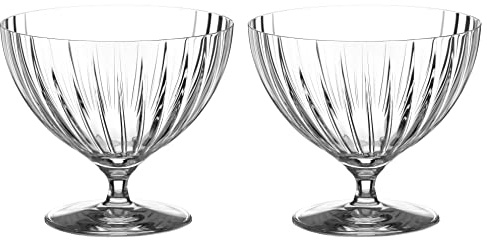 DIAMANTE Crystal Champagne Saucer Glass Dessert Bowls 'Mirage' - Set of 2 - Ice Creams, Sundaes, Prawn Cocktails and More