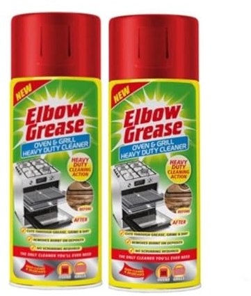 2 x 400ml Elbow Grease Heavy Duty Oven & Grill Cleaner Spray On
