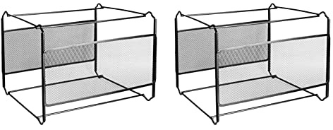 2X Caja de Organizador de Archivos de Metal de A4 Caja de Carpetas Colgantes Soporte de Almacenamiento de Escritorio Soporte de Estante Almacenamiento para el Hogar