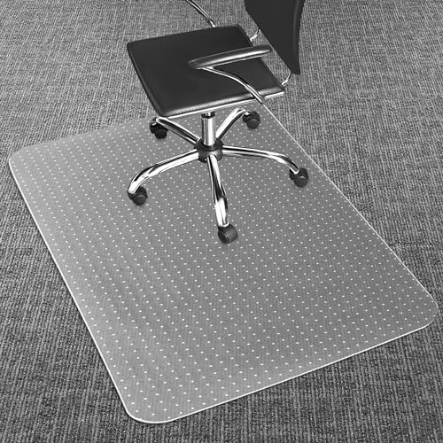 Office Chair Mat for Carpets, 48x 36 Heavy Duty Clear Plastic Floor Protector, Non-Slip Computer Desk Chair Mat for Low Pile Carpeted Floors, Smooth Rolling Carpet Chair Mat for Home Office